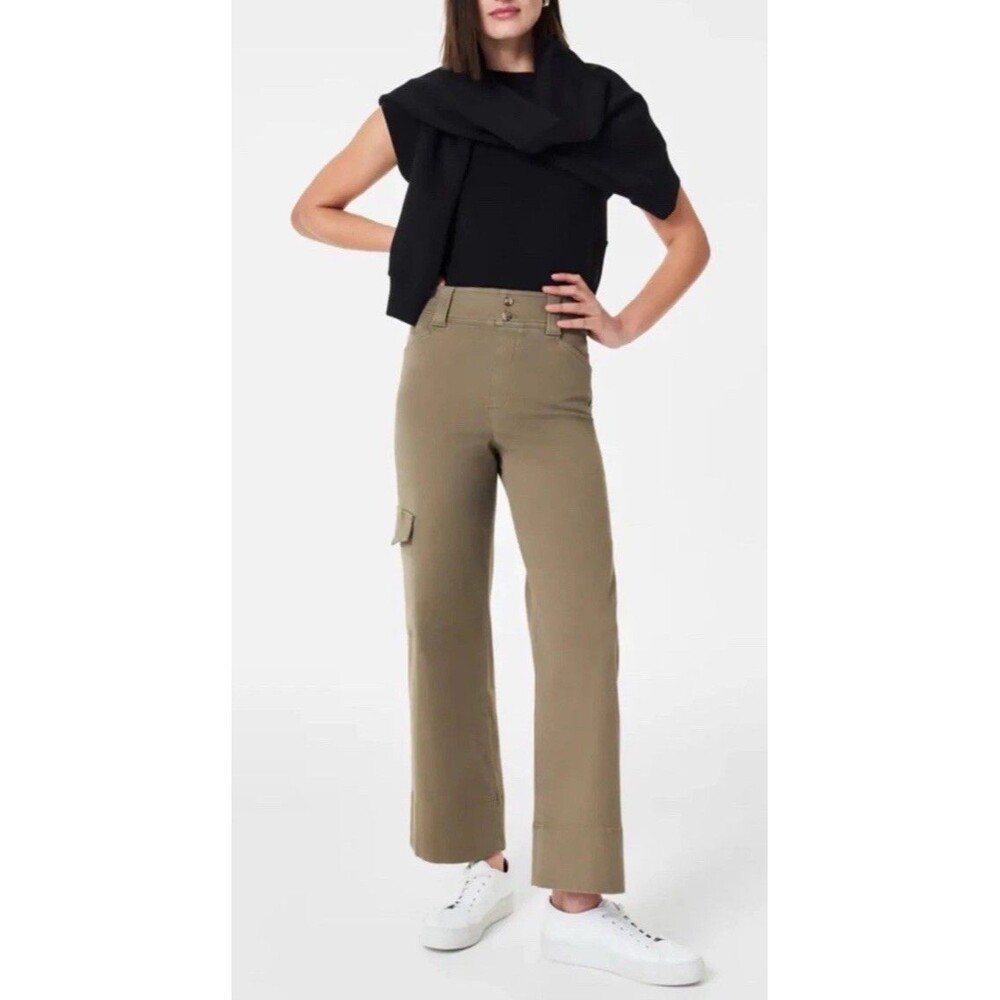 Spanx Stretch Twill Cropped Trouser Tuscan Olive Green Women's‎ Size XL